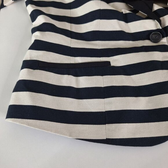 Worthington Blazer Striped Shoulder Pads Black Cream Womens XL Large Button - Picture 13 of 14